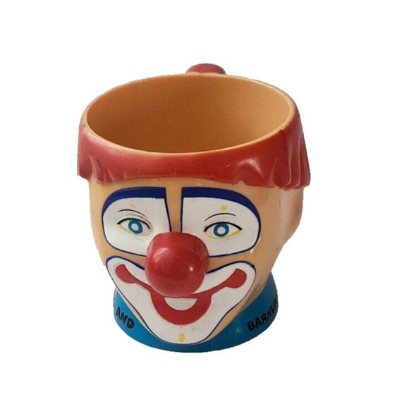 BARNUM & BAILEY CIRCUS CLOWN HEAD Plastic Drinking Cup Vintage - Picture 1 of 5